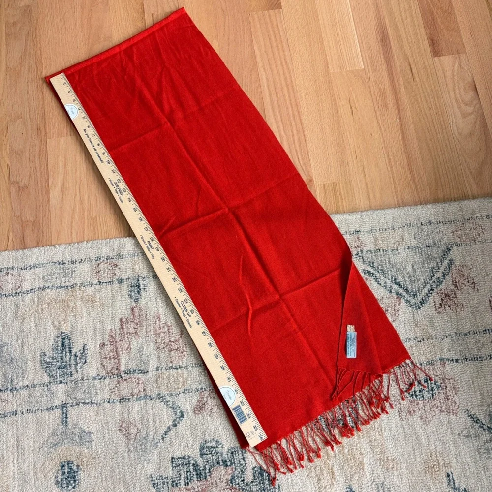 Vintage Anichini Diviya Silk Pashmina Handmade Scarf Fringe Wrap Shaw Orange/Red